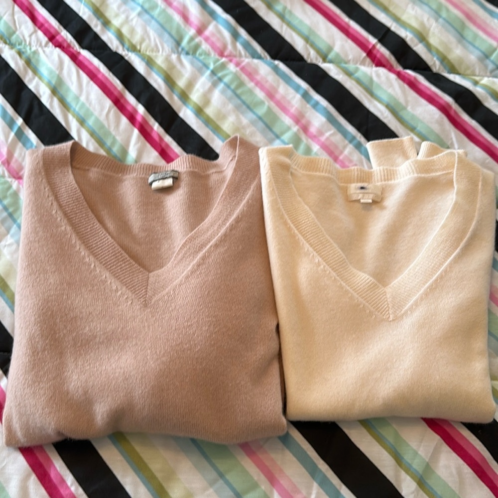 Lot of Two Cashmere V-neck Sweaters